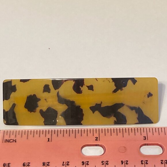 Large Tan Brown Tortoise Shell Confetti Acrylic Hair Barrette French Clip Style - Picture 8 of 9